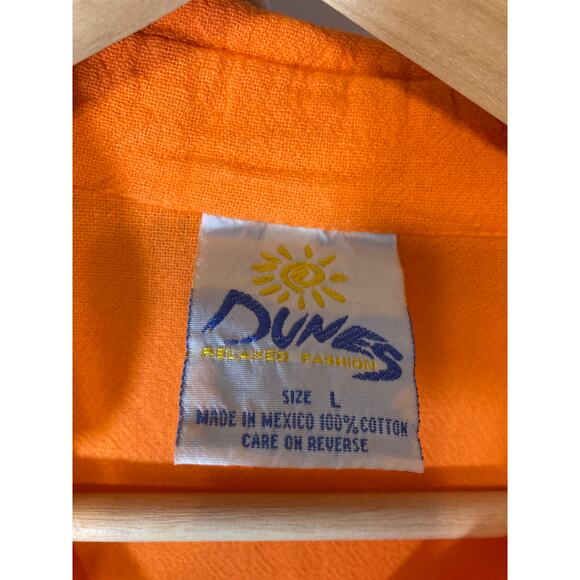 Vintage Dunes Orange Shell Buttons Long Shirt Textured Button Up Blouse Top - Picture 6 of 11